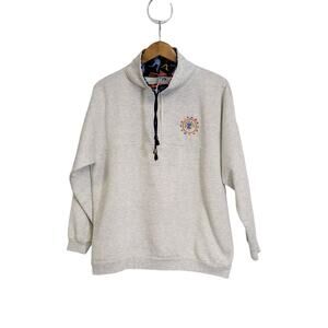 Vintage Adam Hill Design Australia Light Gray 1/4 Zip Pullover Sweatshirt Medium